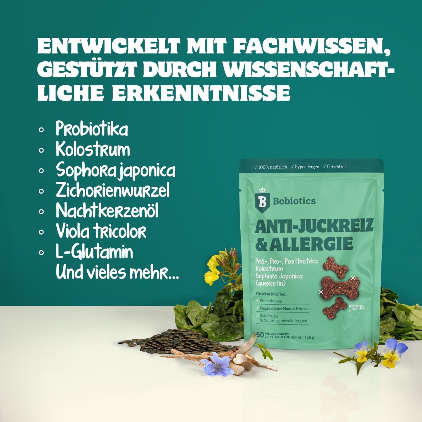 Anti-Juckreiz Probiotikum | 60 Snacks für Hunde | 100 % natürlich