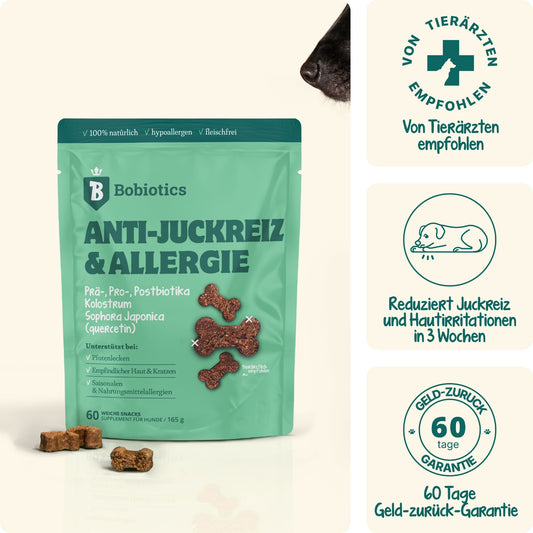 Anti-Juckreiz Probiotikum | 60 Snacks für Hunde | 100 % natürlich